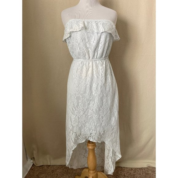 trixxi white lace dress TRIXXI Womens SZ 9 White Lace Fit Flare Skater Dress Romantic Flirty  Feminine